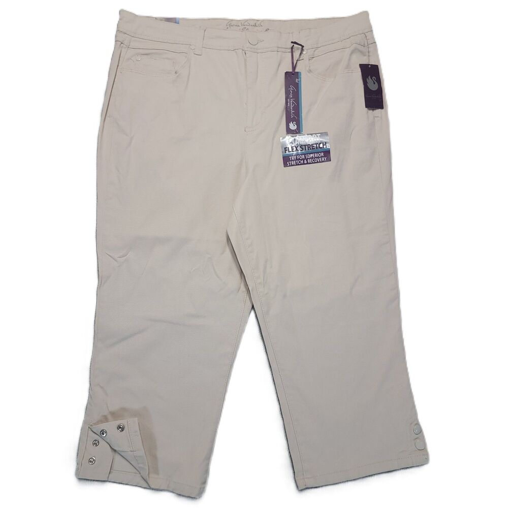 Gloria Vanderbilt Sz 16 Capris Slimming Avery Stretch Mid Rise Creme Silk NWT